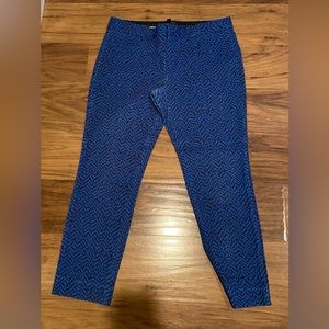 Banana Republic Sloan Geometric Blue Print Stretch Slim Ankle Dress Pants 8